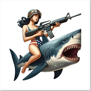 Tactical Girl and Shark Posters and Art